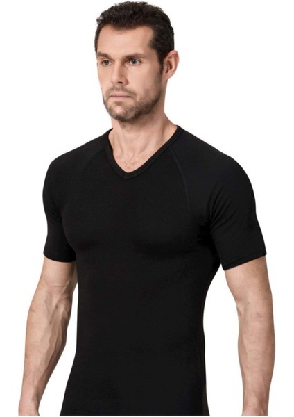 Erkek Siyah Termal V Yaka Kısa Kol Atlet -20 Derece Tam Koruma fiyatları
