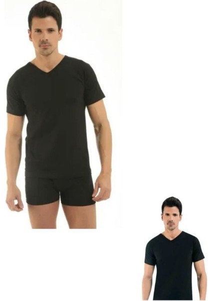 Erkek Siyah Termal V Yaka Kısa Kol Atlet -20 Derece Tam Koruma modelleri