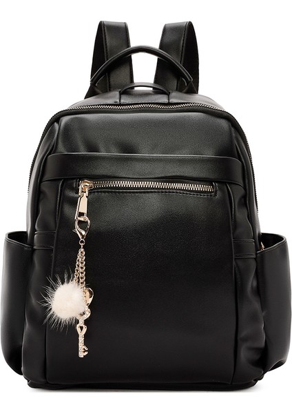 Kadın Siyah Aksesuar Detaylı Sırt Çantası 25ABD245618