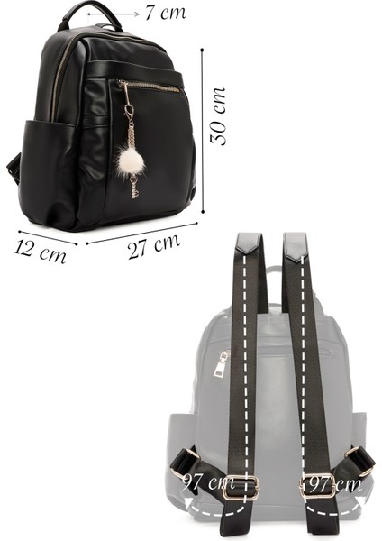 Kadın Siyah Aksesuar Detaylı Sırt Çantası 25ABD245618 fiyatları