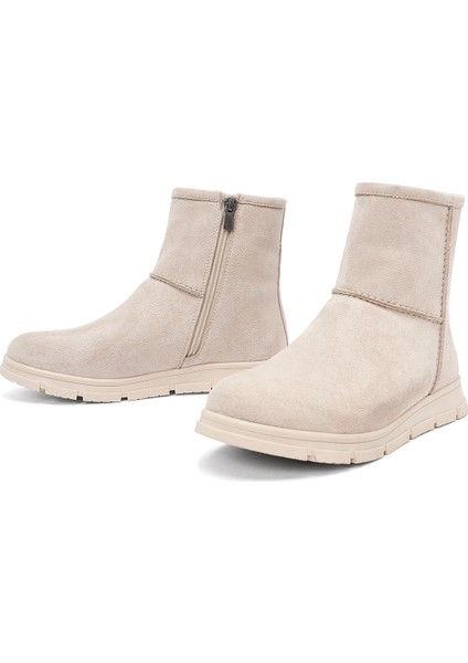 Kadın Bej Fermuarlı Süet Teddy Bot 25WFE250910 modelleri