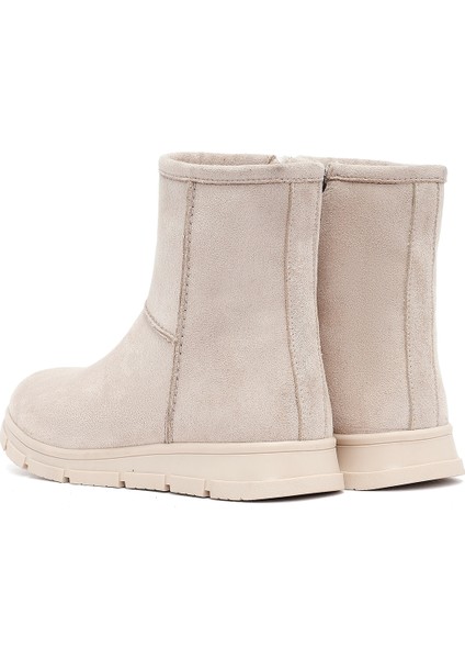 Kadın Bej Fermuarlı Süet Teddy Bot 25WFE250910