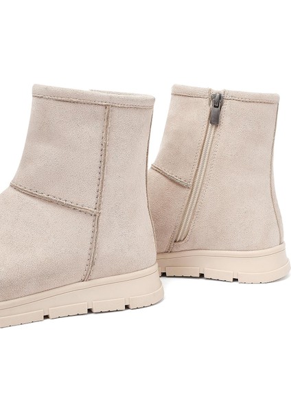 Kadın Bej Fermuarlı Süet Teddy Bot 25WFE250910