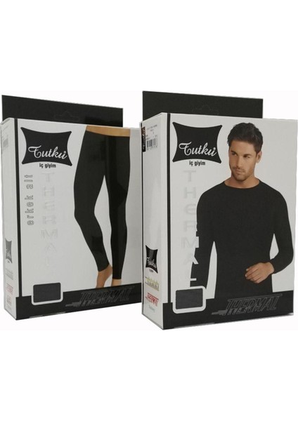Erkek Siyah Termal Takım Alt-Üst