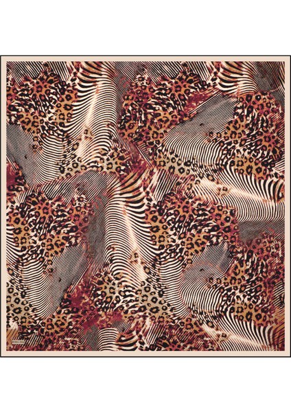 Mürdüm Zebra Leopar Desen Twill Ipek Eşarp modelleri