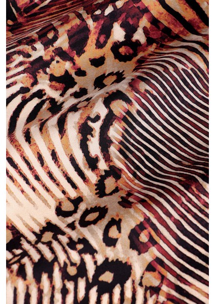Mürdüm Zebra Leopar Desen Twill Ipek Eşarp fırsatları