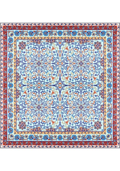 Mavi Sarmaşık Desen Sura Ipek Eşarp modelleri