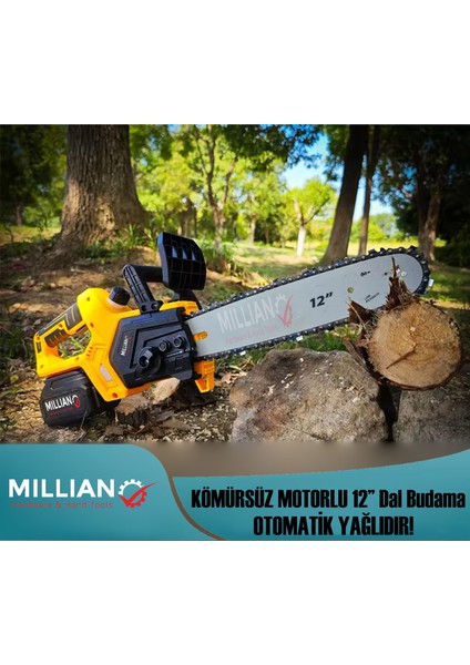 MLN-12D Şarjlı Çift Akülü Otomatik Yağlamalı Dal Budama Makinesi Bataryalı Odun Ağaç Kesme Testeresi modelleri