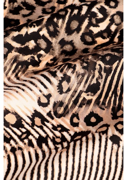 Krem Zebra Leopar Desen Twill Ipek Eşarp fırsatları