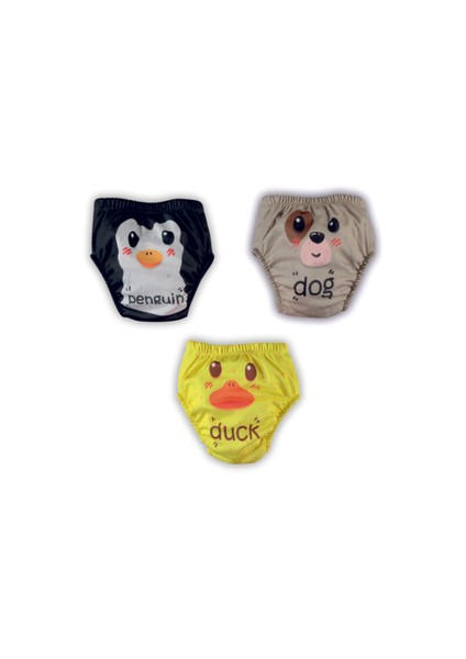 Poopes Yıkanabilir 3'lü Kombin Sevimli Hayvanlar Alıştırma Külodu