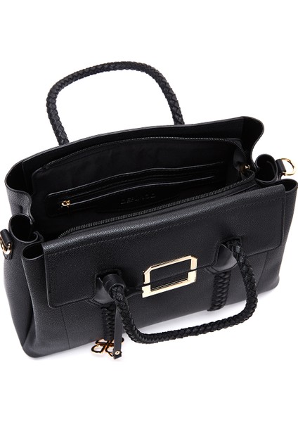 Kadın Siyah Uzun Askılı Örgü Detaylı Kol Çantası 25WBD2832FT