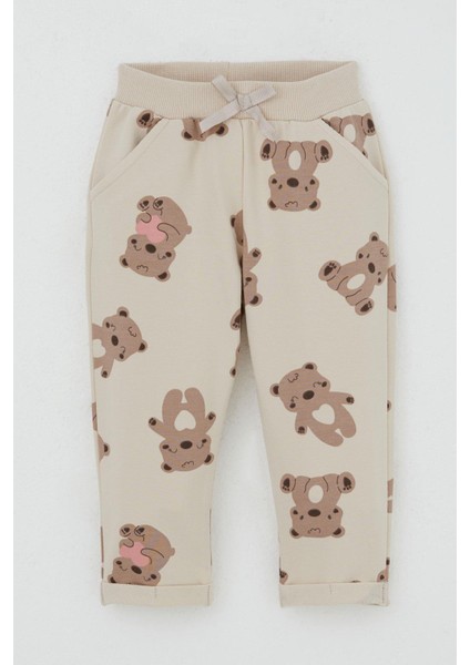 Kız Bebek Eşofman Takım Mutlu Ayıcık Desenli 6 Ay-2 Yaş, Bej modelleri