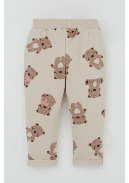 Kız Bebek Eşofman Takım Mutlu Ayıcık Desenli 6 Ay-2 Yaş, Bej indirimleri