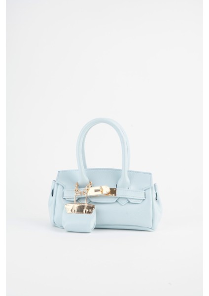 Kadın Kasa Bebe Mavi Charm Hediyeli Tasarım Çevirme Kilit Kapama El Kol ve Omuz Çantası fiyatları