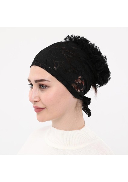 Kendinden Dantelli Fırfırlı Tesettüriç Bone modelleri