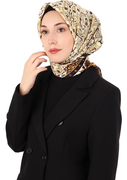 Hardal Sarmaşık Desen Sura Ipek Eşarp