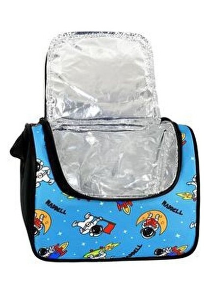 Desenli Astronot Lisanslı Kombin Anaokul Sırt Çantası ve Termal Beslenme Çantası modelleri