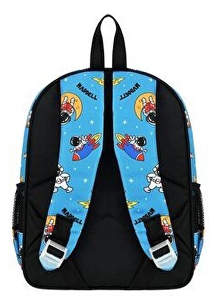 Desenli Astronot Lisanslı Kombin Anaokul Sırt Çantası ve Termal Beslenme Çantası