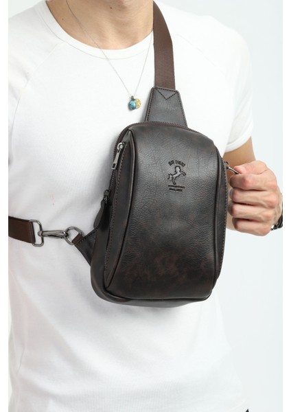 Erkek Kahverengi Günlük Çapraz Askılı Çok Bölmeli Omuz Çantası Çapraz Çanta