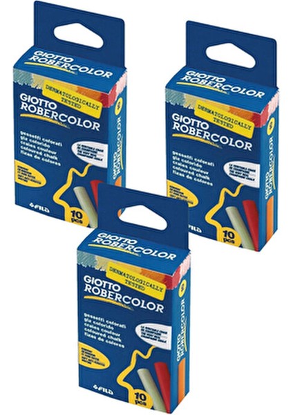 Robercolor Tebeşir Karışık Renkli 10`lu 3 Kutu
