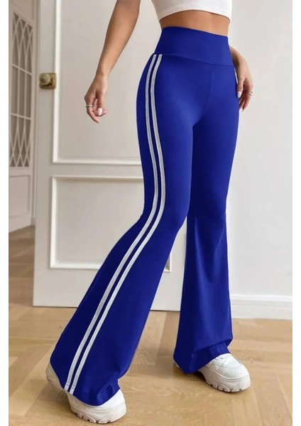 Yüksek Bel Yan Şeritli Ispanyol Paça Kadın Tayt