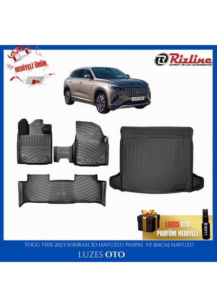 Togg T10X 3D Havuzlu Paspas ve Bagaj Havuzu 2023 Model Uyumlu