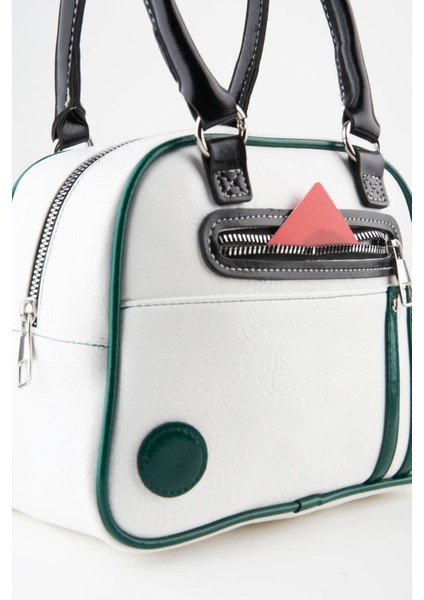 Kadın Beyaz Yeşil Retro Spor Ayarlanabilir Askılı Fermuar Kapama El Kol ve Omuz Çantası fırsatları