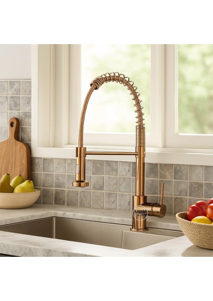 Bakır Renk Endüstriyel Mutfak Eviye Bataryası