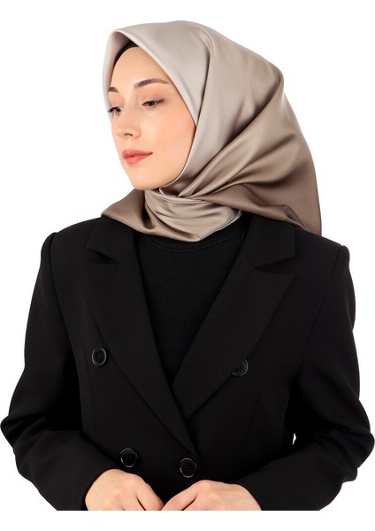 Kahverengi Koyu Taş Degrade Twill Ipek Eşarp