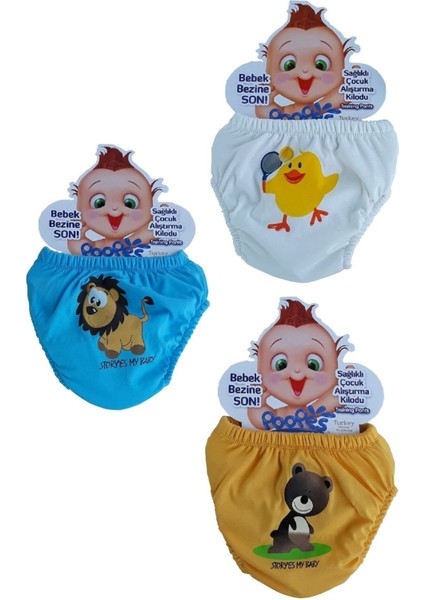 3'lü Erkek Bebek Alıştırma Külodu Bebek Tuvalet Eğitimi