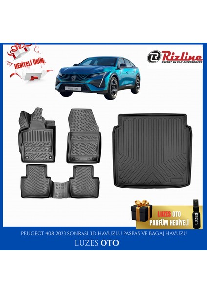 Peugeot 408 3D Havuzlu Paspas ve Bagaj Havuzu 2024 Model Uyumlu