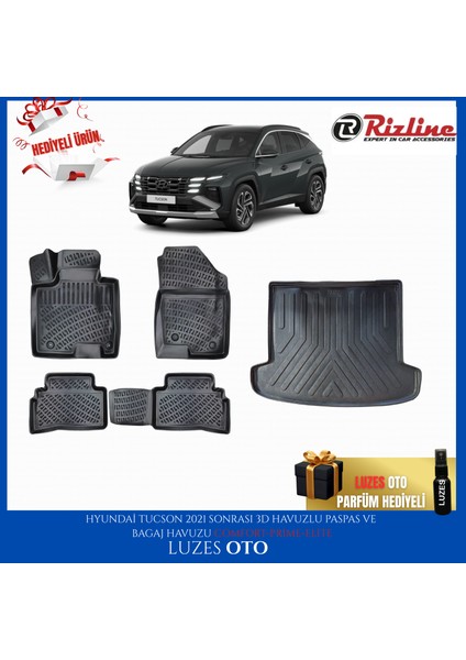 Hyundai Tucson 3D Havuzlu Paspas ve Bagaj Havuzu (Comfort-Prime-Elite) 2025 Model Uyumlu