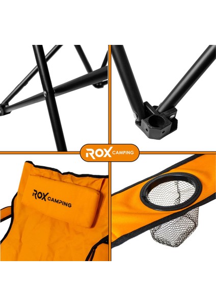 0316 Katlanır Kamp Sandalyesi - Turuncu