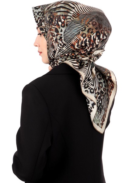 Yeşil Zebra Leopar Desen Twill Ipek Eşarp fiyatları