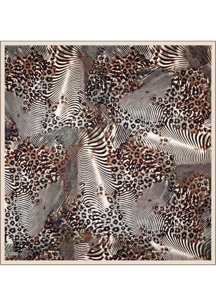 Yeşil Zebra Leopar Desen Twill Ipek Eşarp modelleri