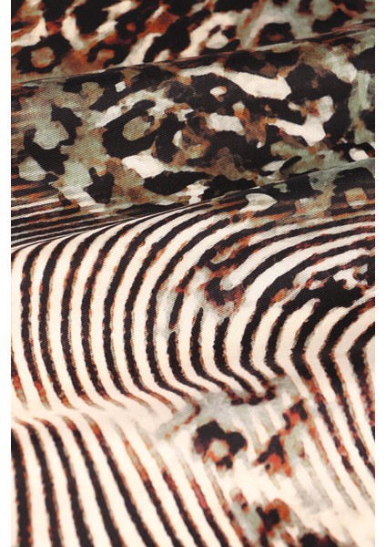 Yeşil Zebra Leopar Desen Twill Ipek Eşarp fırsatları