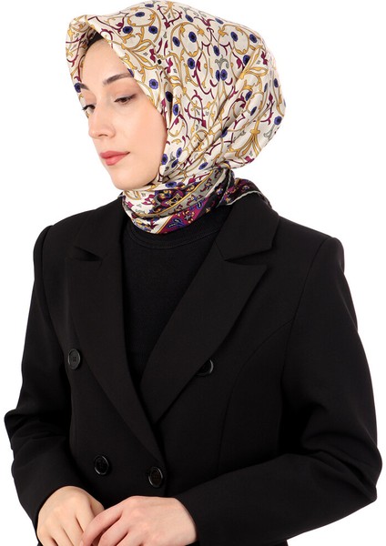 Gri Sarmaşık Desen Sura Ipek Eşarp