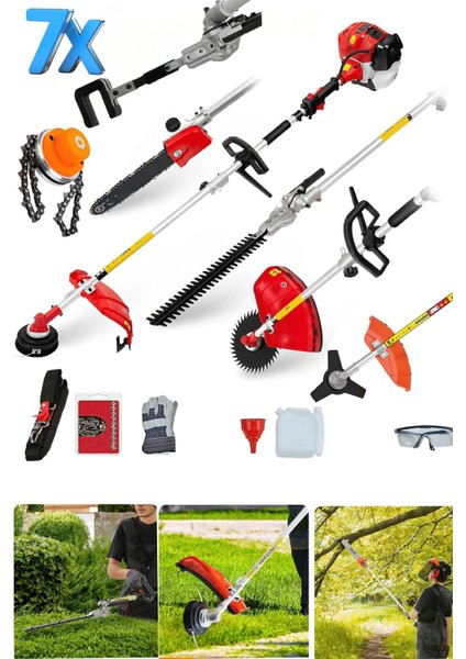 Çok Fonksiyonlu 20HPX Motorlu 7ın1 Kafalı Combo Set 7x1 Tırpan Seti modelleri
