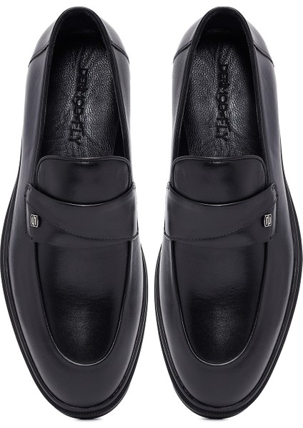 Erkek Siyah Deri Klasik Loafer 25WFD620918