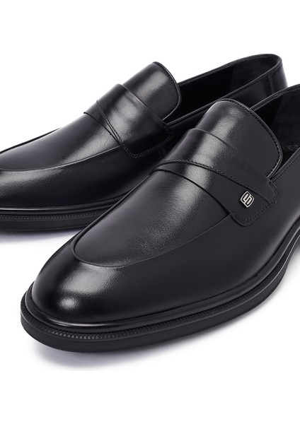 Erkek Siyah Deri Klasik Loafer 25WFD620918