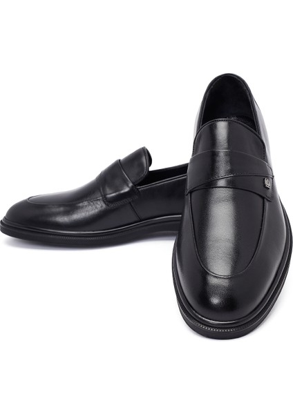 Erkek Siyah Deri Klasik Loafer 25WFD620918