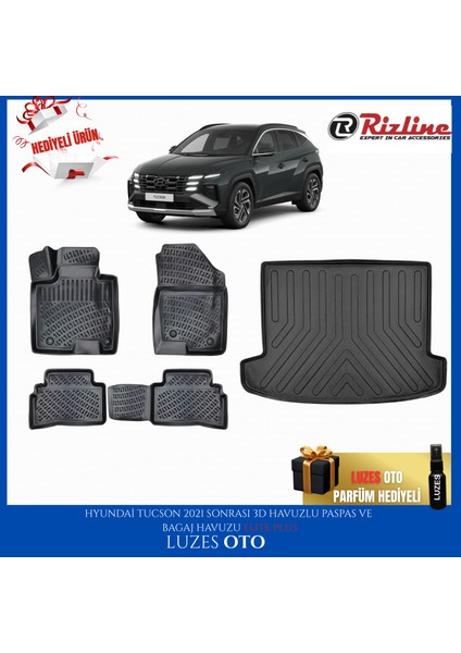 Hyundai Tucson 3D Havuzlu Paspas ve Bagaj Havuzu (Elite Plus) 2022 Model Uyumlu