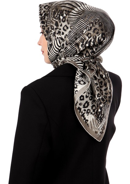 Füme Zebra Leopar Desen Twill Ipek Eşarp fiyatları