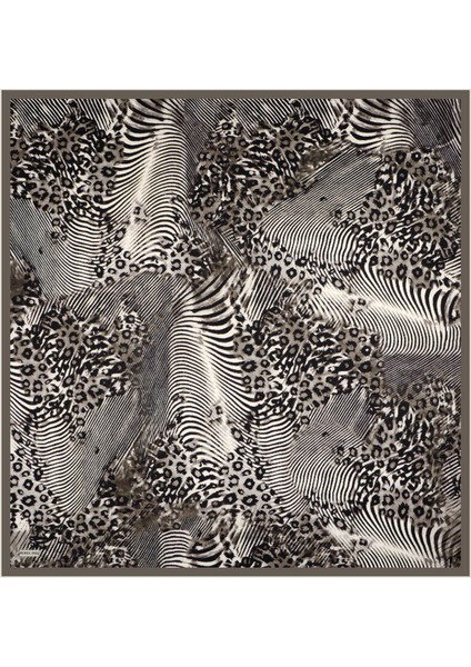 Füme Zebra Leopar Desen Twill Ipek Eşarp modelleri