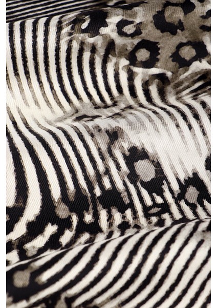Füme Zebra Leopar Desen Twill Ipek Eşarp fırsatları