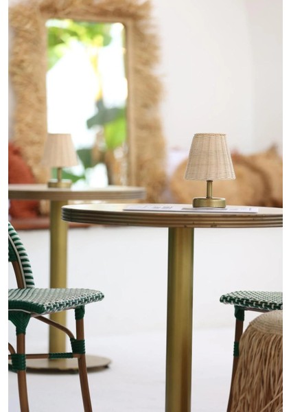 Rattan & Bambu Kablosuz Şarjlı Masa Lambası - Alt Eskitme Gold fiyatları