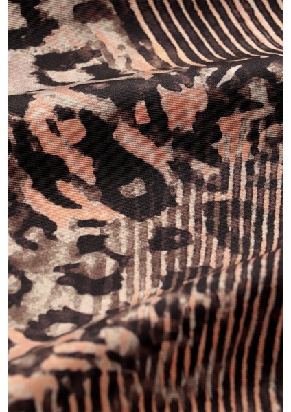 Kestane Zebra Leopar Desen Twill Ipek Eşarp fırsatları