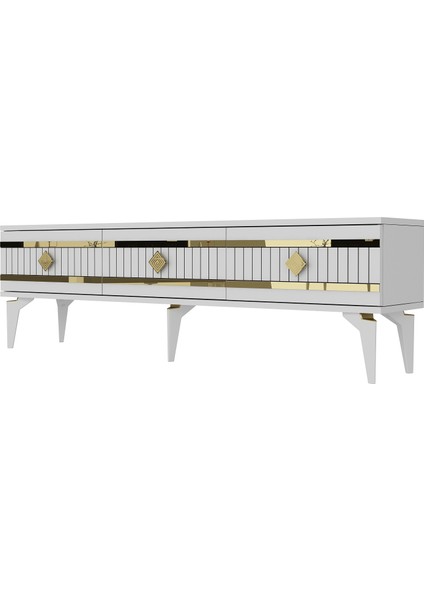 Lennora 180 cm Tv Sehpası (Alt Modül) Beyaz-Altın modelleri