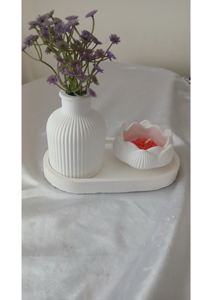 Dekoratif Vazo, Mumluk ve Altlık Seti