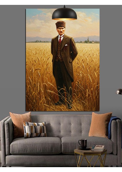 Buğday Tarlası Mustafa Kemal Atatürk Dekoratif Kanvas - Mdf Ahşap Tablo fiyatları
